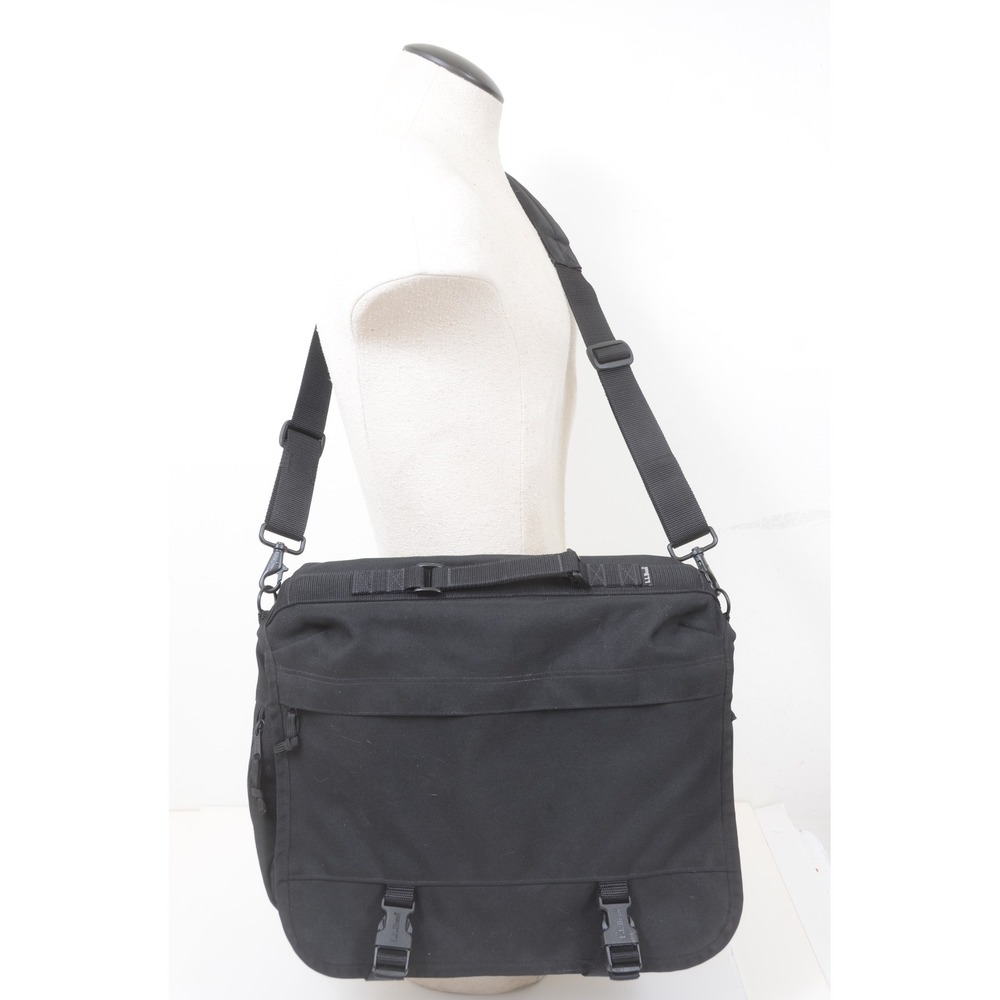 L.L.Bean Black Nylon Backpack Daypack Multi Pocket Travel Bag 15.5" x 12.5"